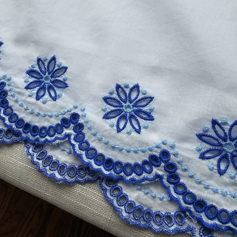 New! Crewcuts Sz 8 Girls White Scalloped Hem Blue Embroidered Shift Dress - Picture 10 of 10